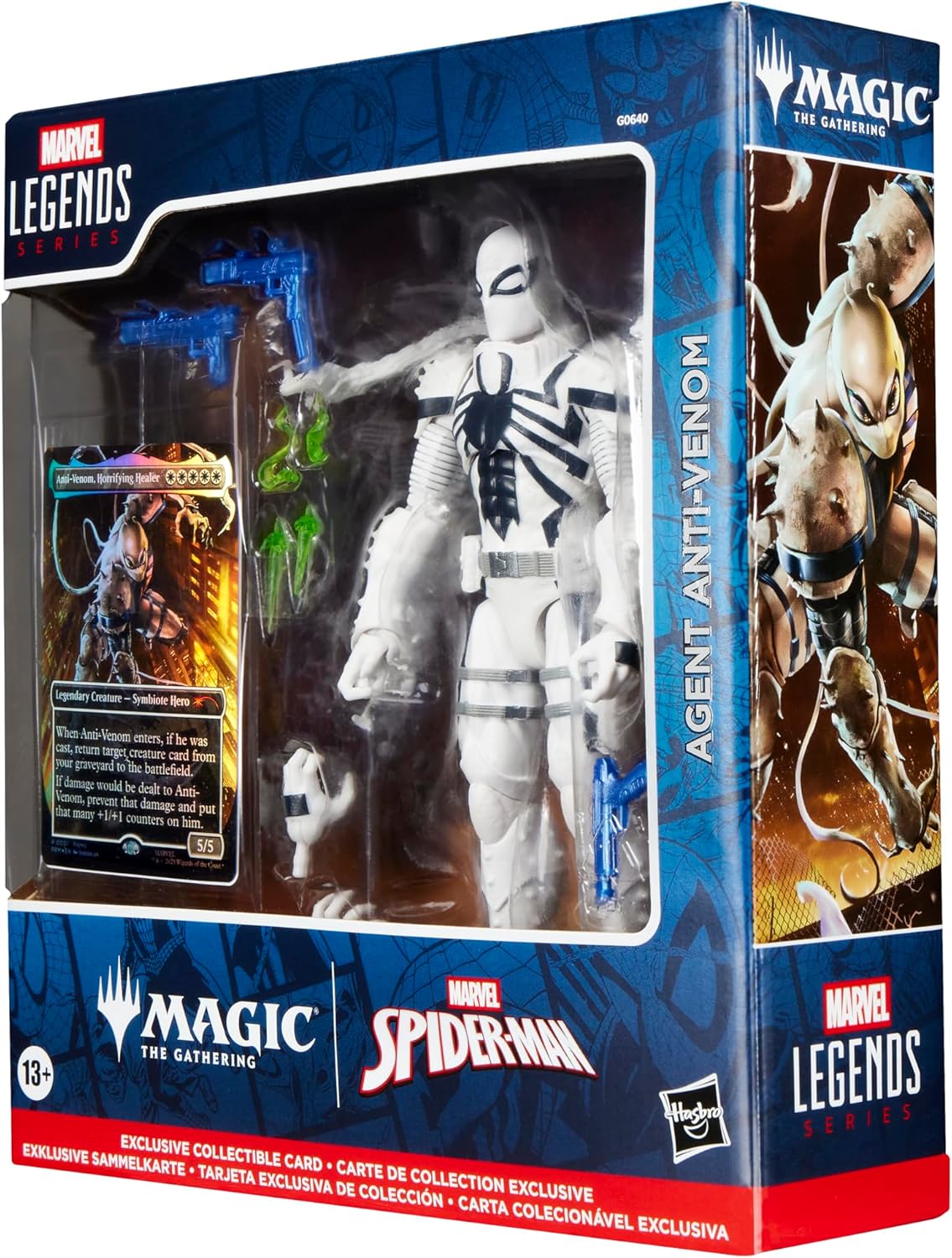Spider-Man Marvel Legends Series Magic: The Gathering Agent Anti-Venom, 6-Inch Action Figure Toy & Exclusive Foil Collectible Card Game Trading Card