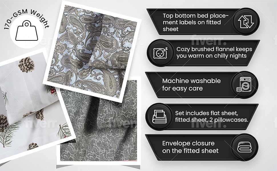 Tribeca Living Portuguese Cotton Flannel Extra Deep Pocket Sheet Set, Harmony
