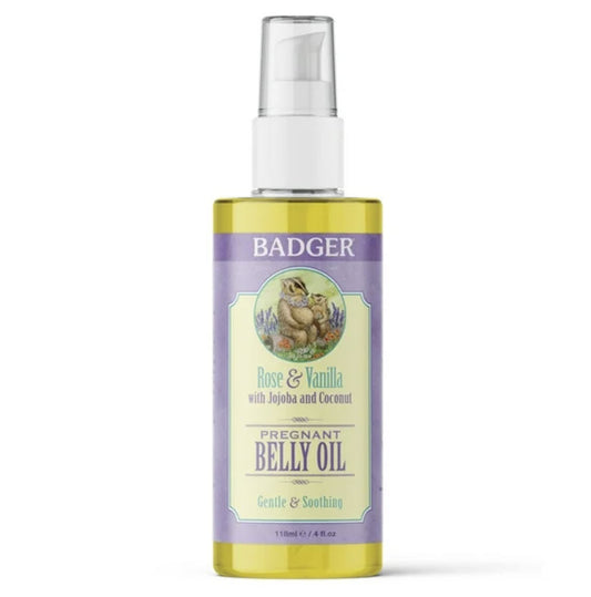 Badger Pregnant Belly Oil, Rose & Vanilla, 4 fl oz