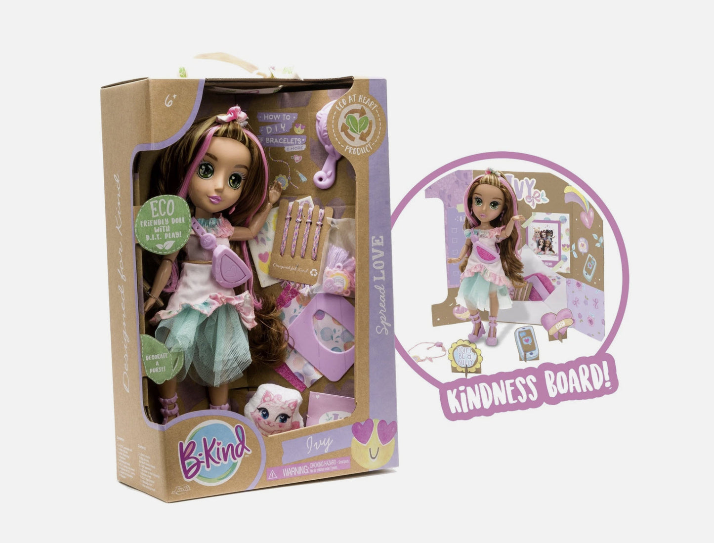 BeKind Ivy Eco-Friendly Fashion Doll with DIY Play & Long Brown Hair