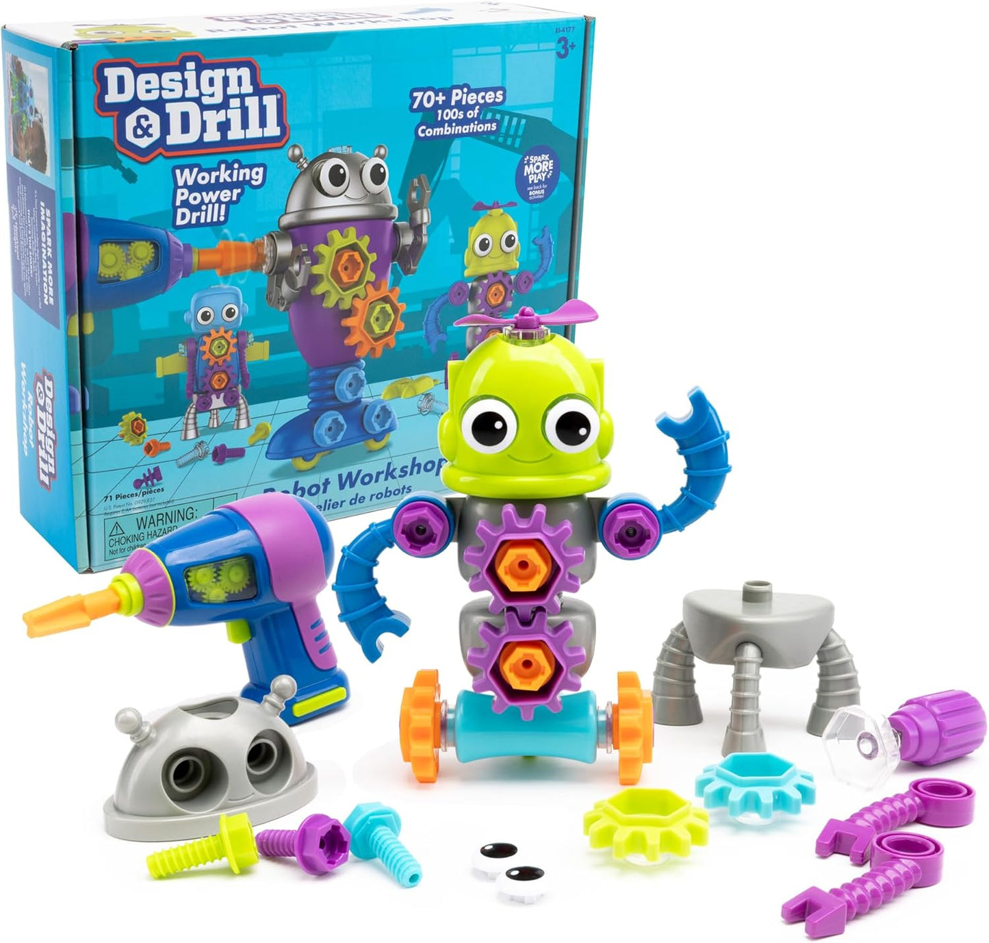 Educational Insights Design and Drill Robot Workshop, Preschool Construction Toy, Ages 3+