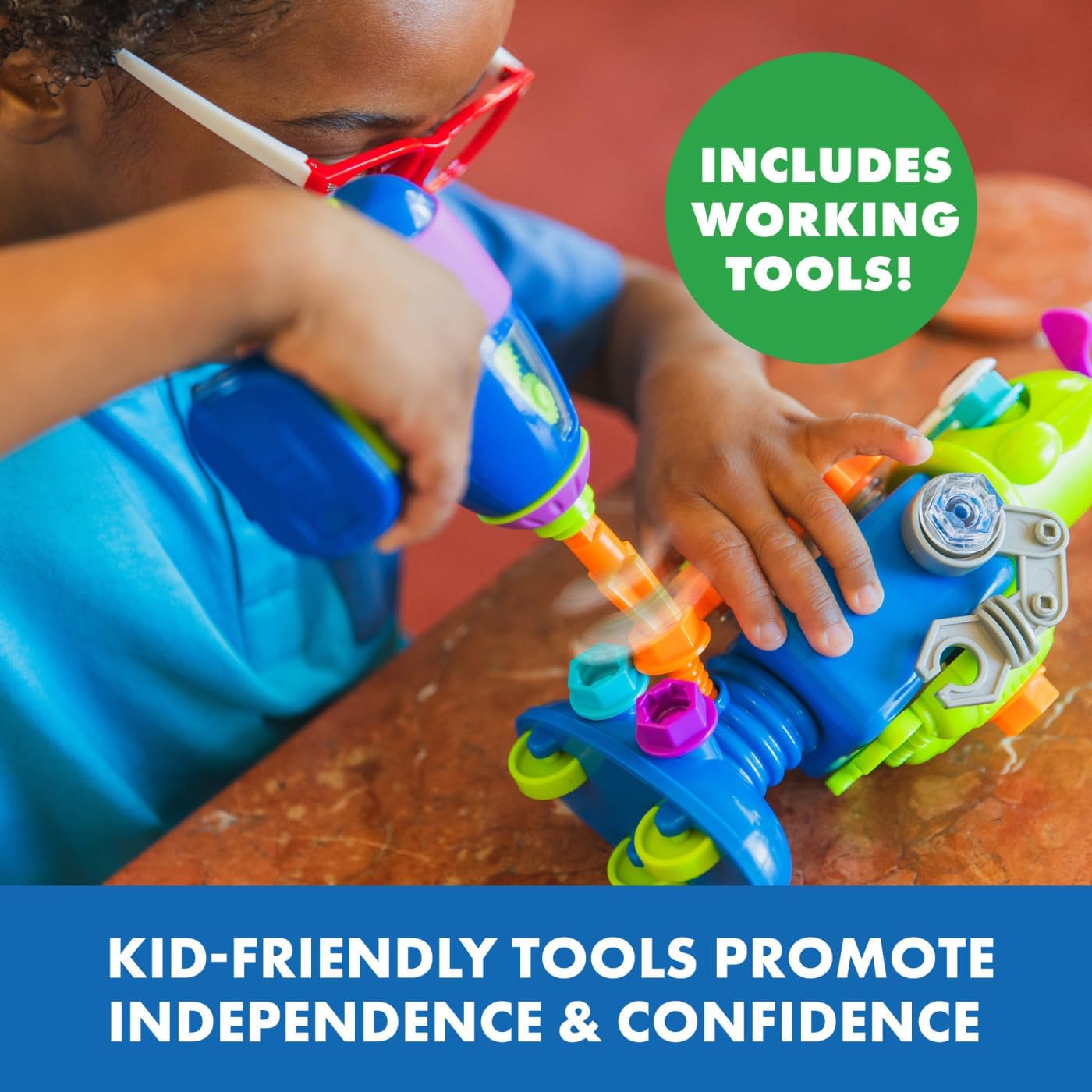 Educational Insights Design and Drill Robot Workshop, Preschool Construction Toy, Ages 3+