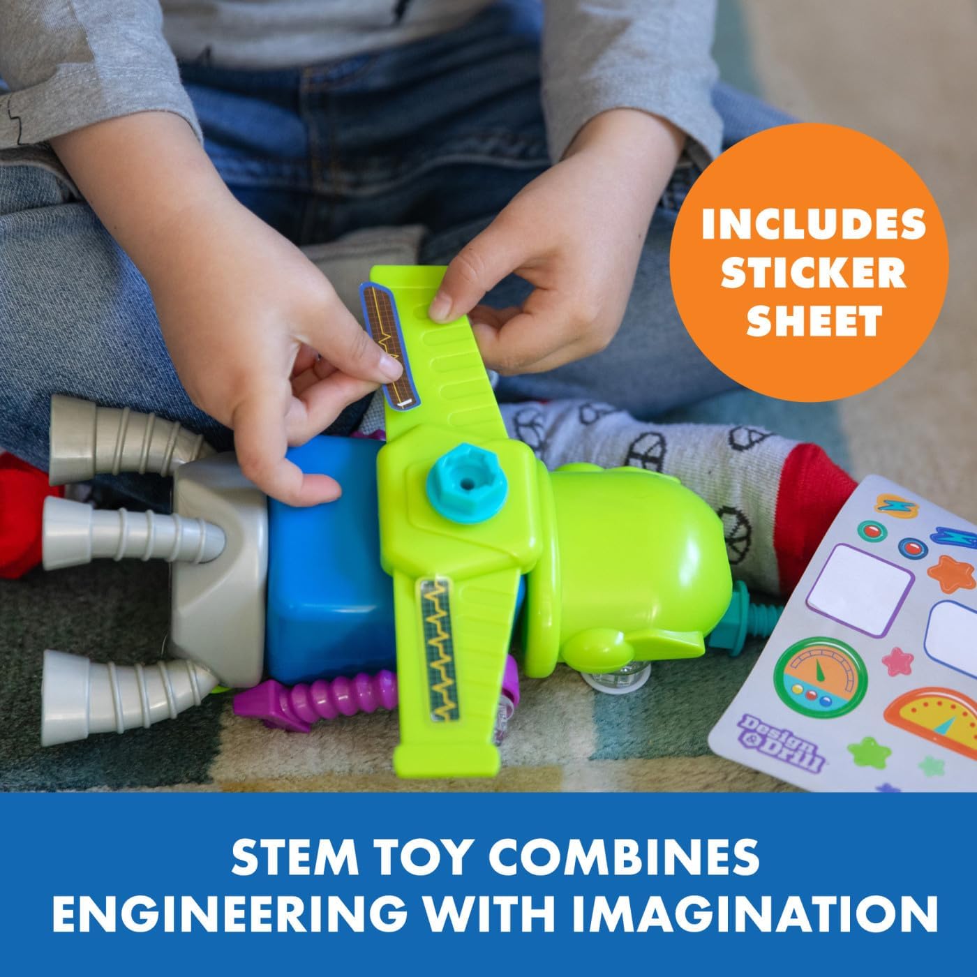 Educational Insights Design and Drill Robot Workshop, Preschool Construction Toy, Ages 3+