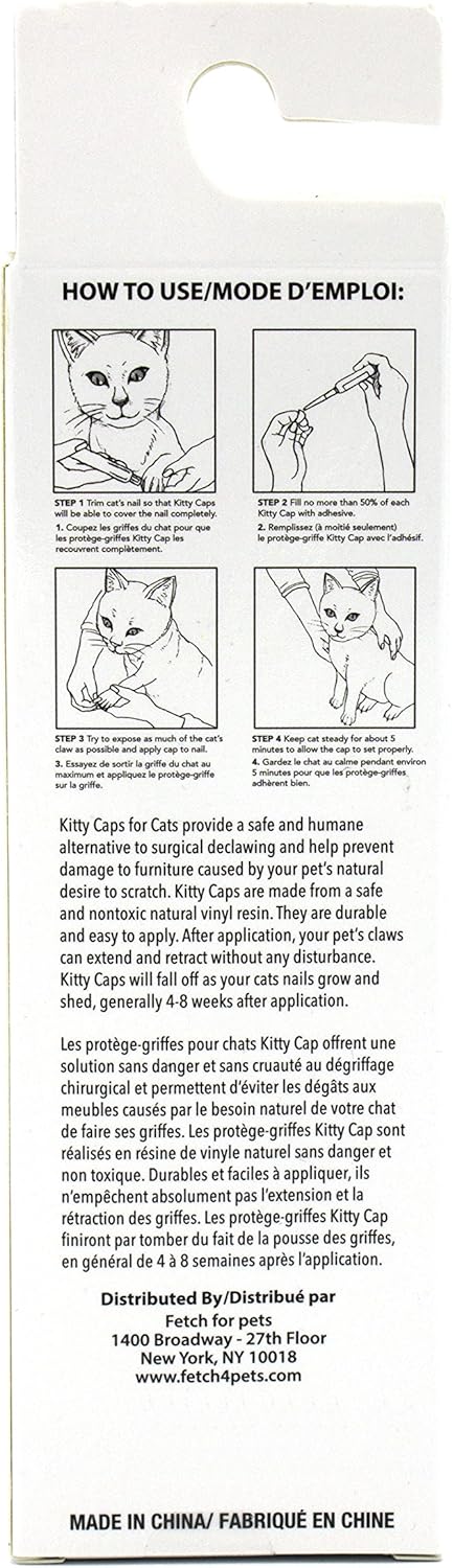 Kitty Caps Nail Caps for Cats | Safe, Stylish & Humane Alternative to Declawing | Stops Snags and Scratches, X-Small (Under 5 lbs), White with Orange & Clear with Blue Glitter, 40 Count (Pack of 3)