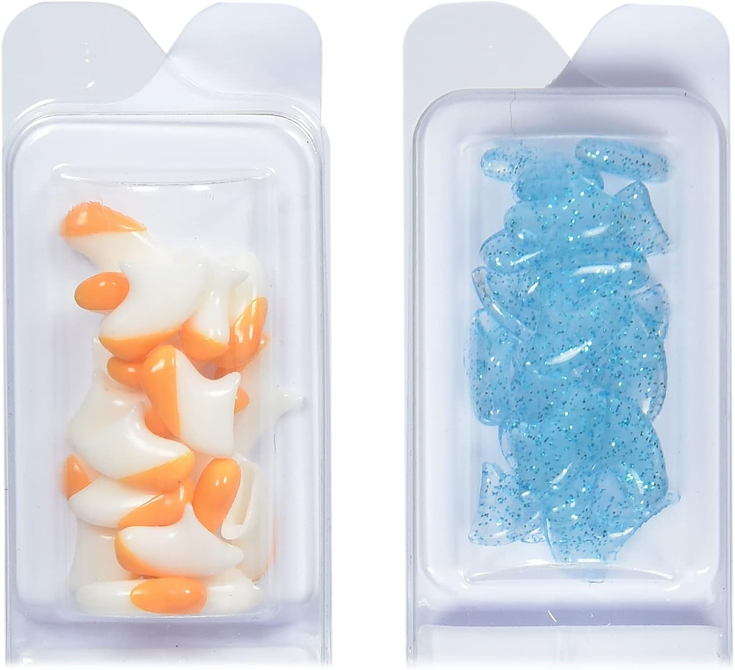 Kitty Caps Nail Caps for Cats | Safe, Stylish & Humane Alternative to Declawing | Stops Snags and Scratches, X-Small (Under 5 lbs), White with Orange & Clear with Blue Glitter, 40 Count (Pack of 3)