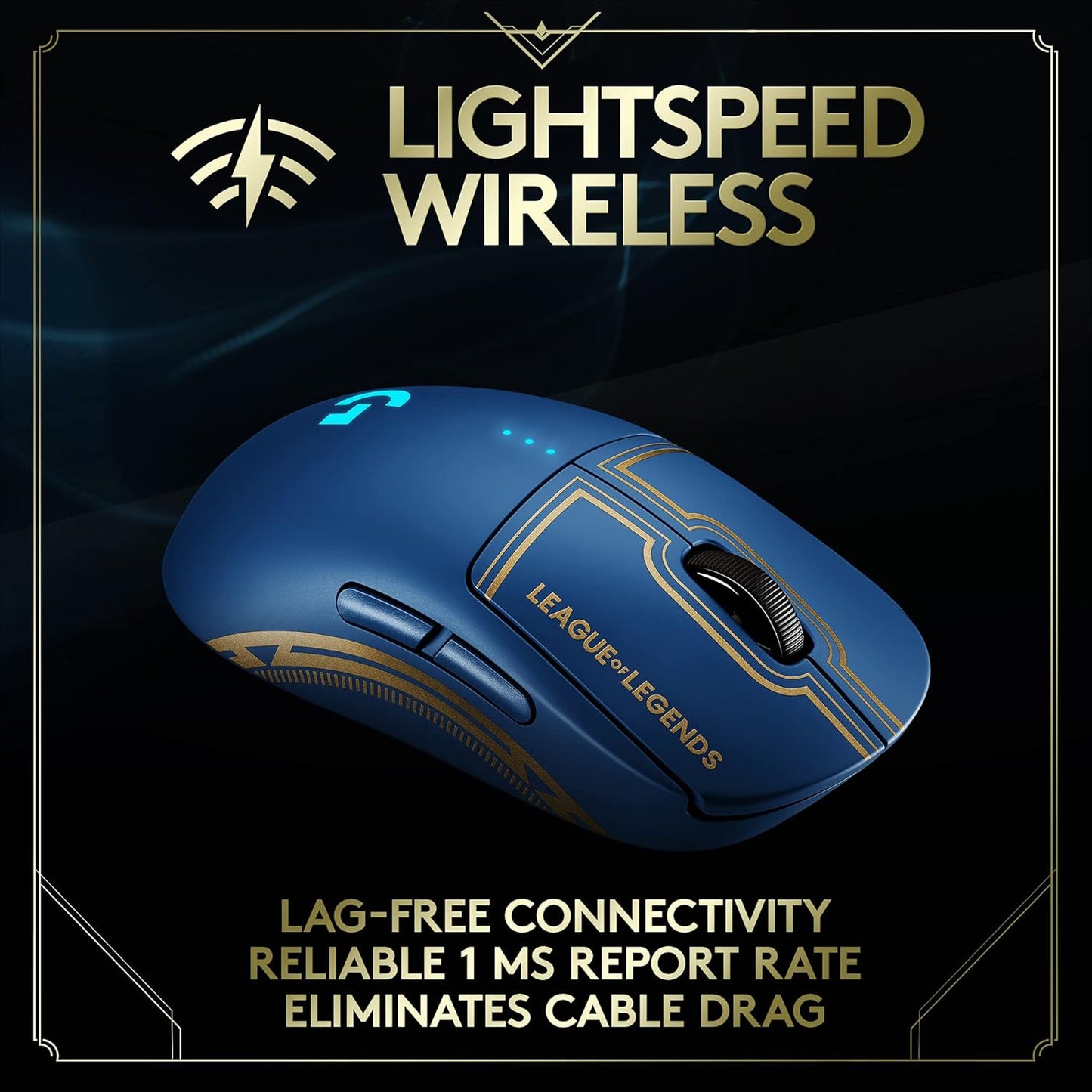 Logitech - G PRO Lightweight Wireless Optical Ambidextrous Gaming Mouse with RGB Lighting - League of Legends, Blue