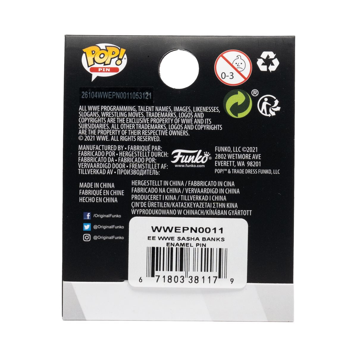 Loungefly WWE Sasha Banks Pop Enamel Pin
