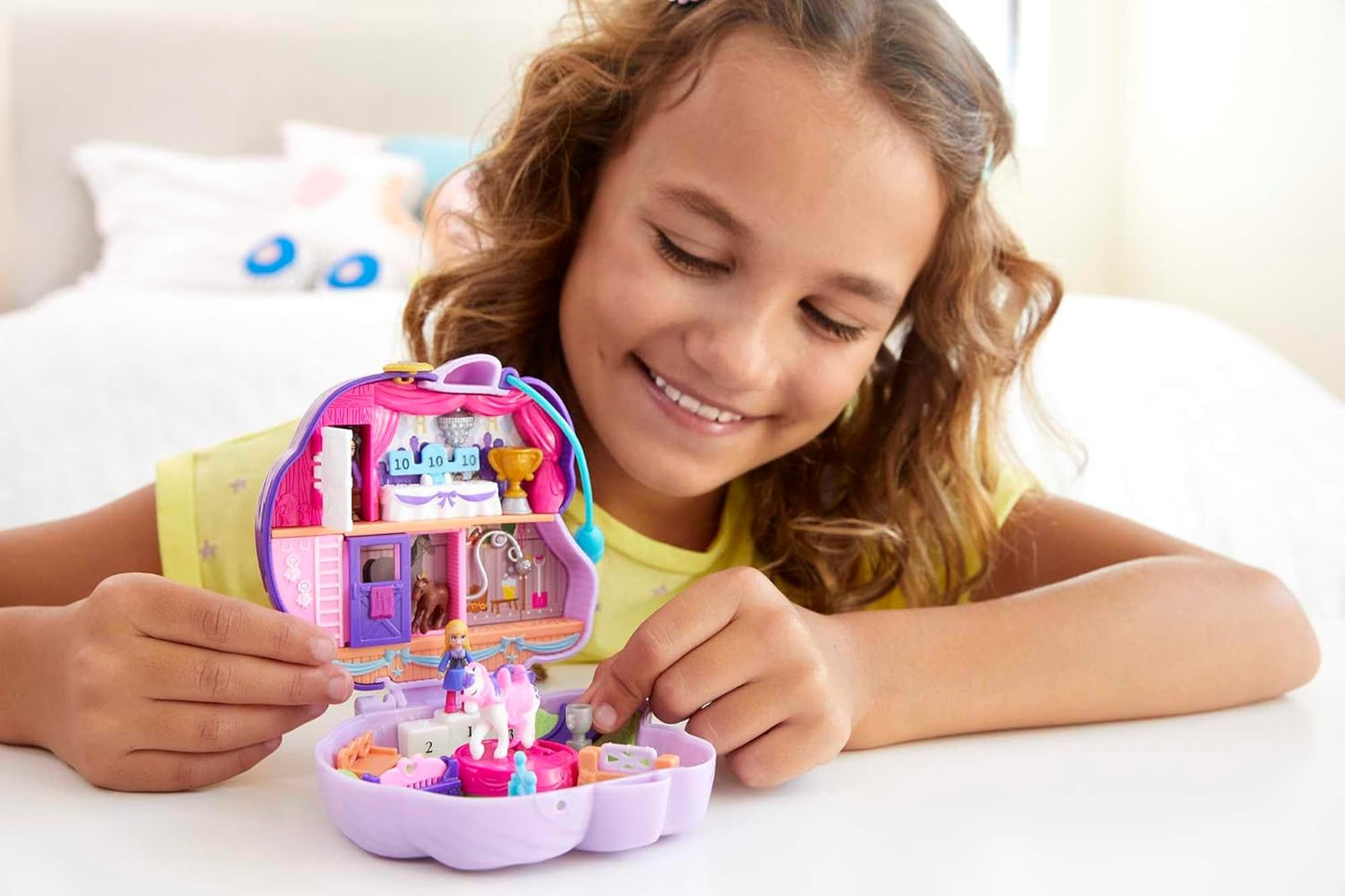Polly Pocket Jumpin' Style Pony Compact Playset with 2 Micro Dolls & Accessories