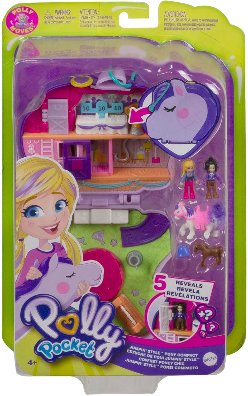 Polly Pocket Jumpin' Style Pony Compact Playset with 2 Micro Dolls & Accessories