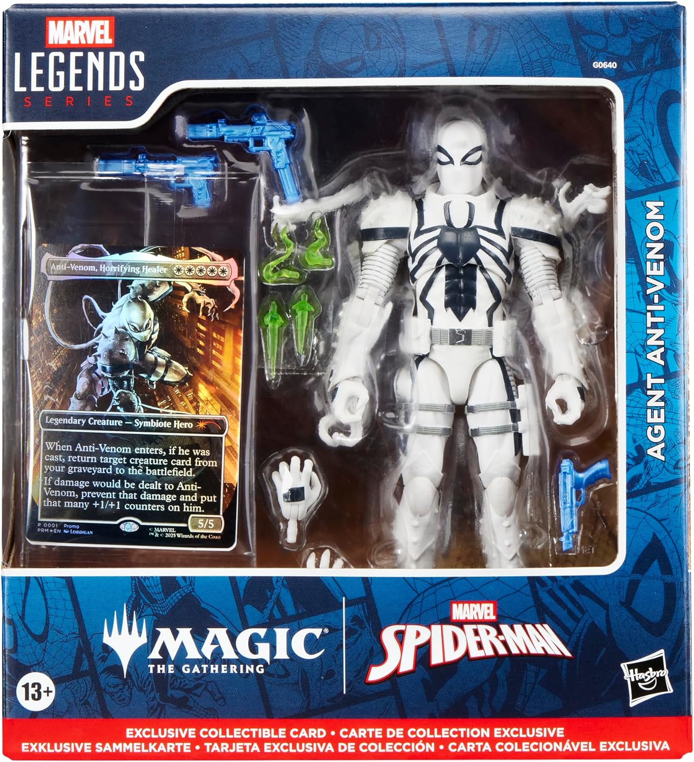 Spider-Man Marvel Legends Series Magic: The Gathering Agent Anti-Venom, 6-Inch Action Figure Toy & Exclusive Foil Collectible Card Game Trading Card
