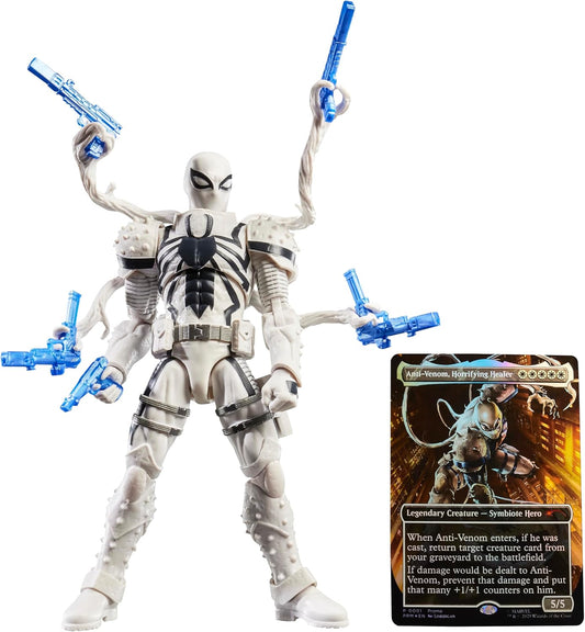 Spider-Man Marvel Legends Series Magic: The Gathering Agent Anti-Venom, 6-Inch Action Figure Toy & Exclusive Foil Collectible Card Game Trading Card