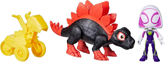 Spidey and his Amazing Friends Marvel Dino-Webs Dino Spin & Ghost-Spider 4-inch-Scale