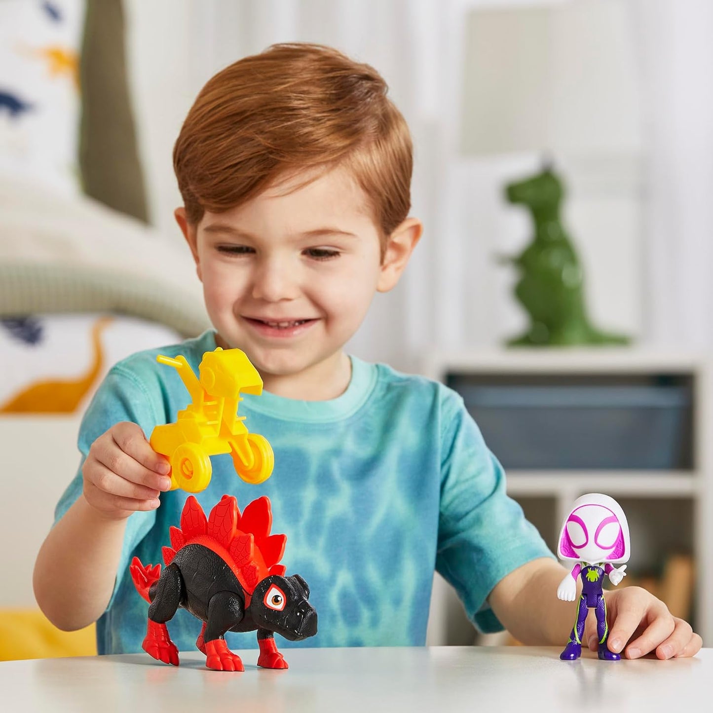 Spidey and his Amazing Friends Marvel Dino-Webs Dino Spin & Ghost-Spider 4-inch-Scale