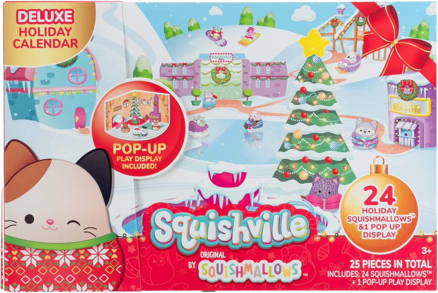 Squishville by The Original Squishmallows Holiday Calendar - 24 Exclusive 2” Festive Squishmallows - Seasonal Toys for Kids and Preschoolers - Ages 3+