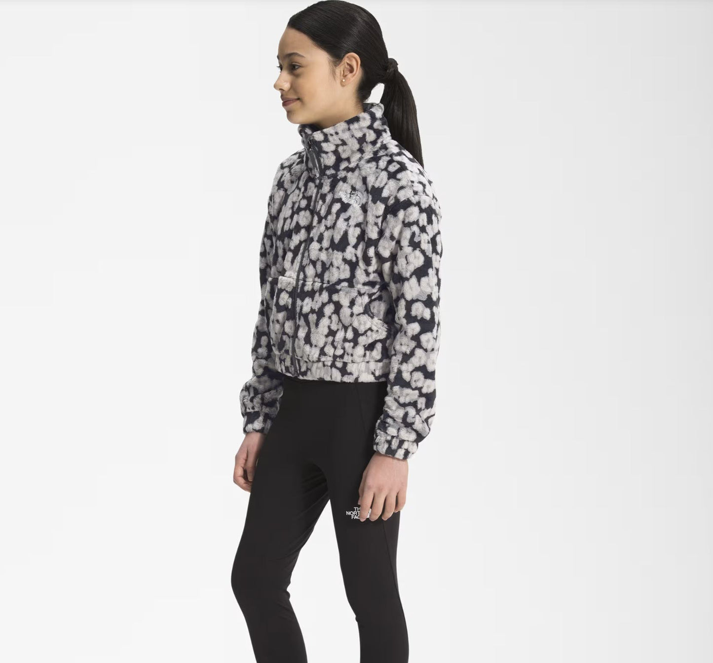 THE NORTH FACE Girl's Printed Osolita Full Zip Jacket (Little Kids/Big Kids) Vanadis Grey Leopard Print