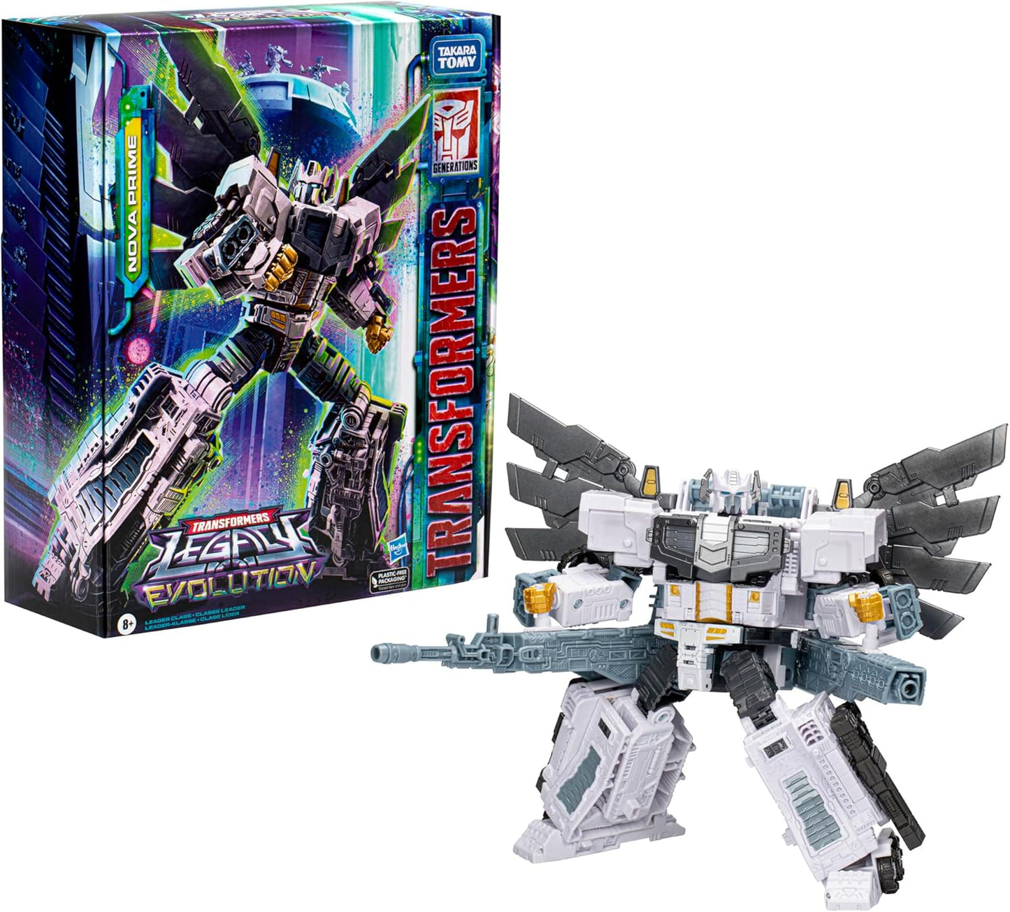 Transformers Toys Legacy Evolution Leader Class Nova Prime Toy, 7-inch, Action Figures for Boys and Girls Ages 8 and Up